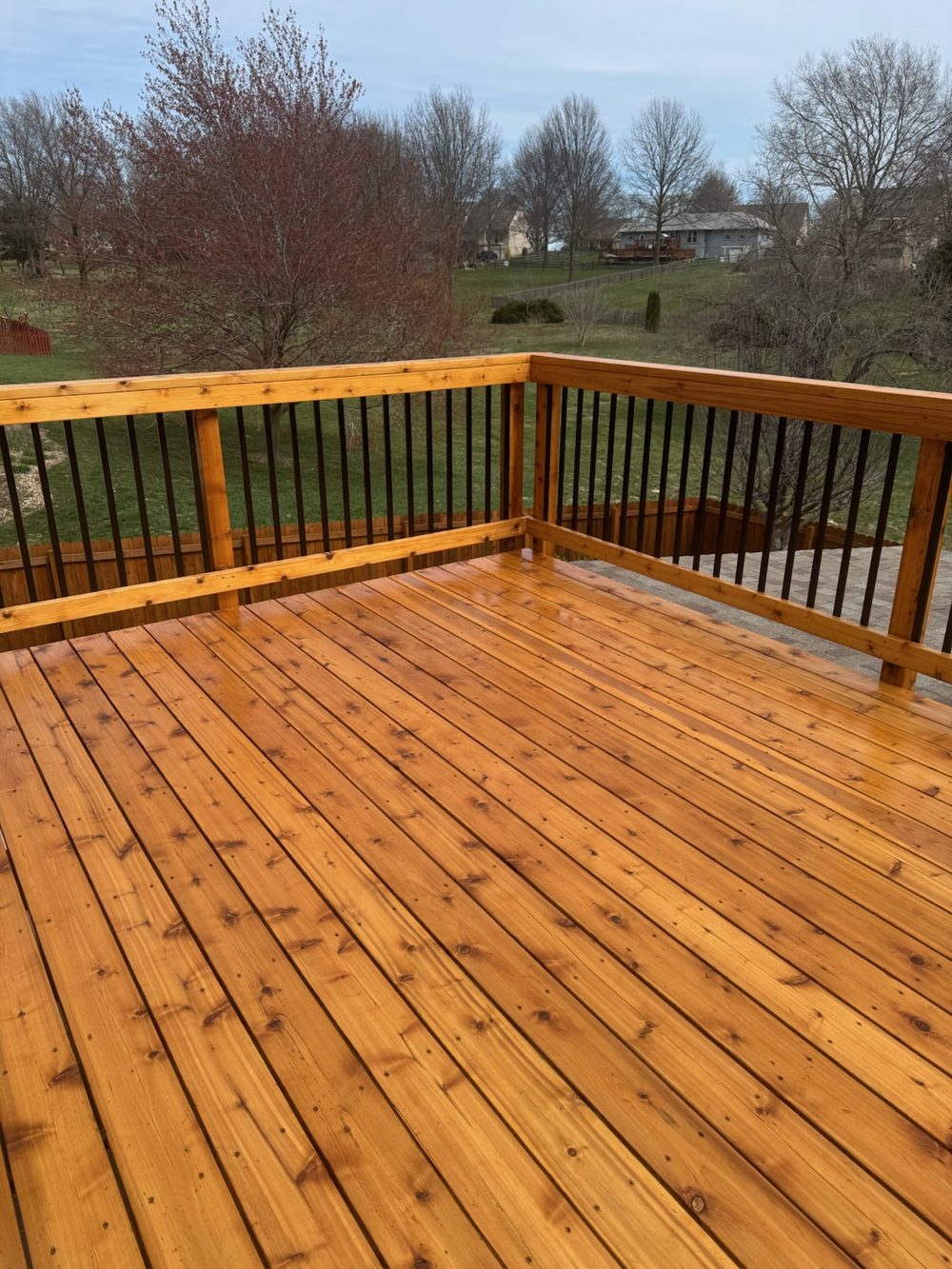Cedar stain on a Kansas City deck