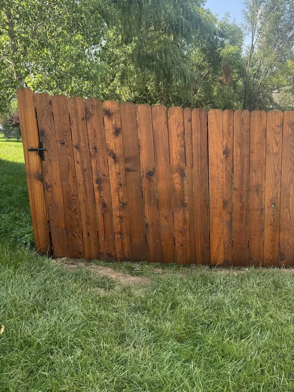 Privacy fence and gate, walnut stain, fences staining in Kansas City by Staining Grain