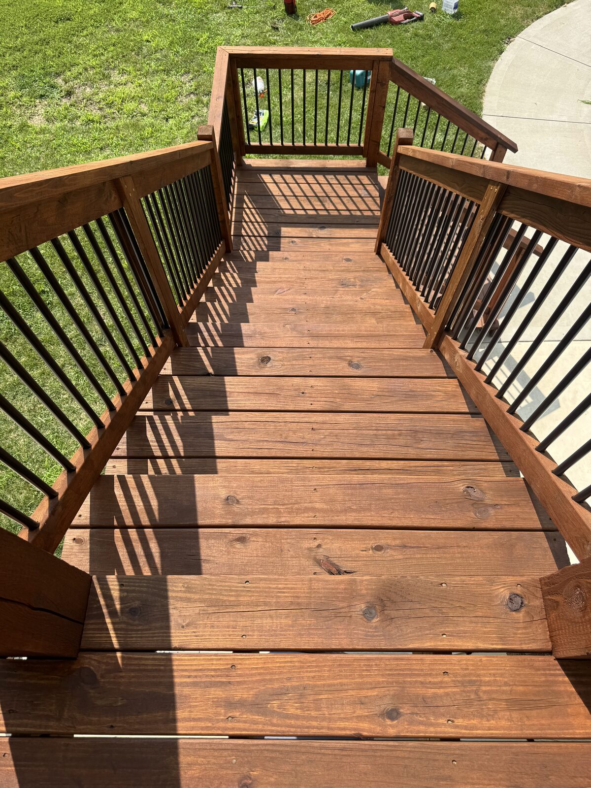 Cedar deck walkway in warm brown