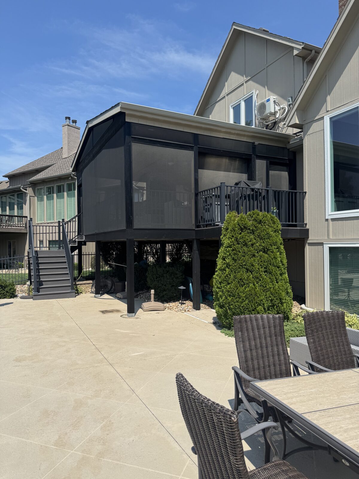 Elevated deck with screened porch