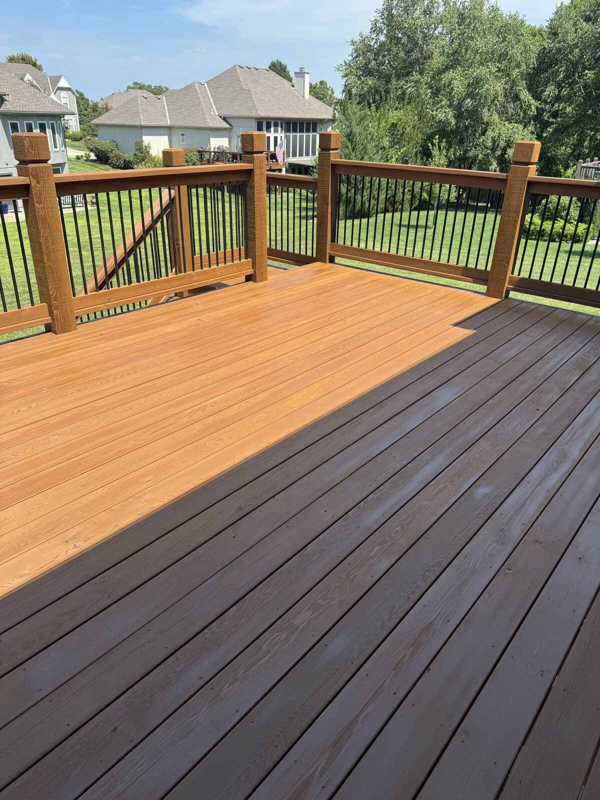 Honey toned deck boards