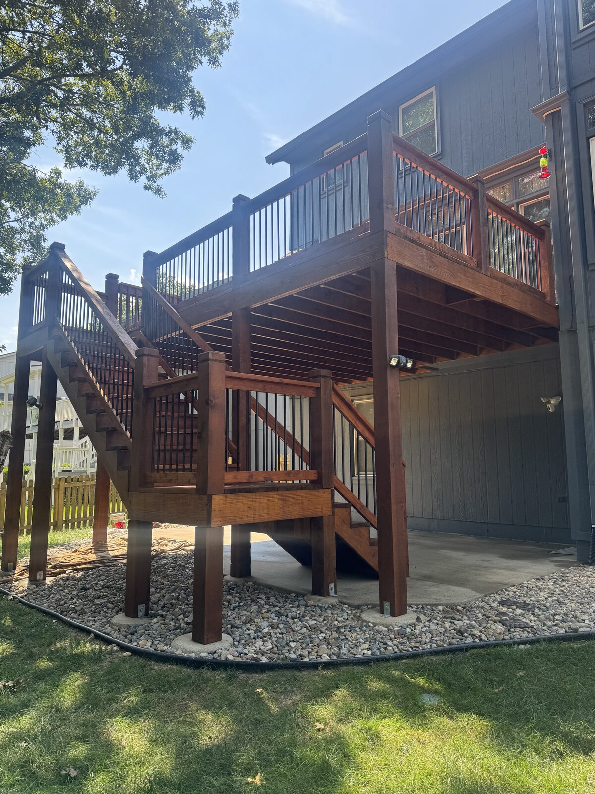 Raised deck with stairs and landing